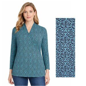 Talbots Faux Wrap Top Size XL Long Sleeve Pullover *